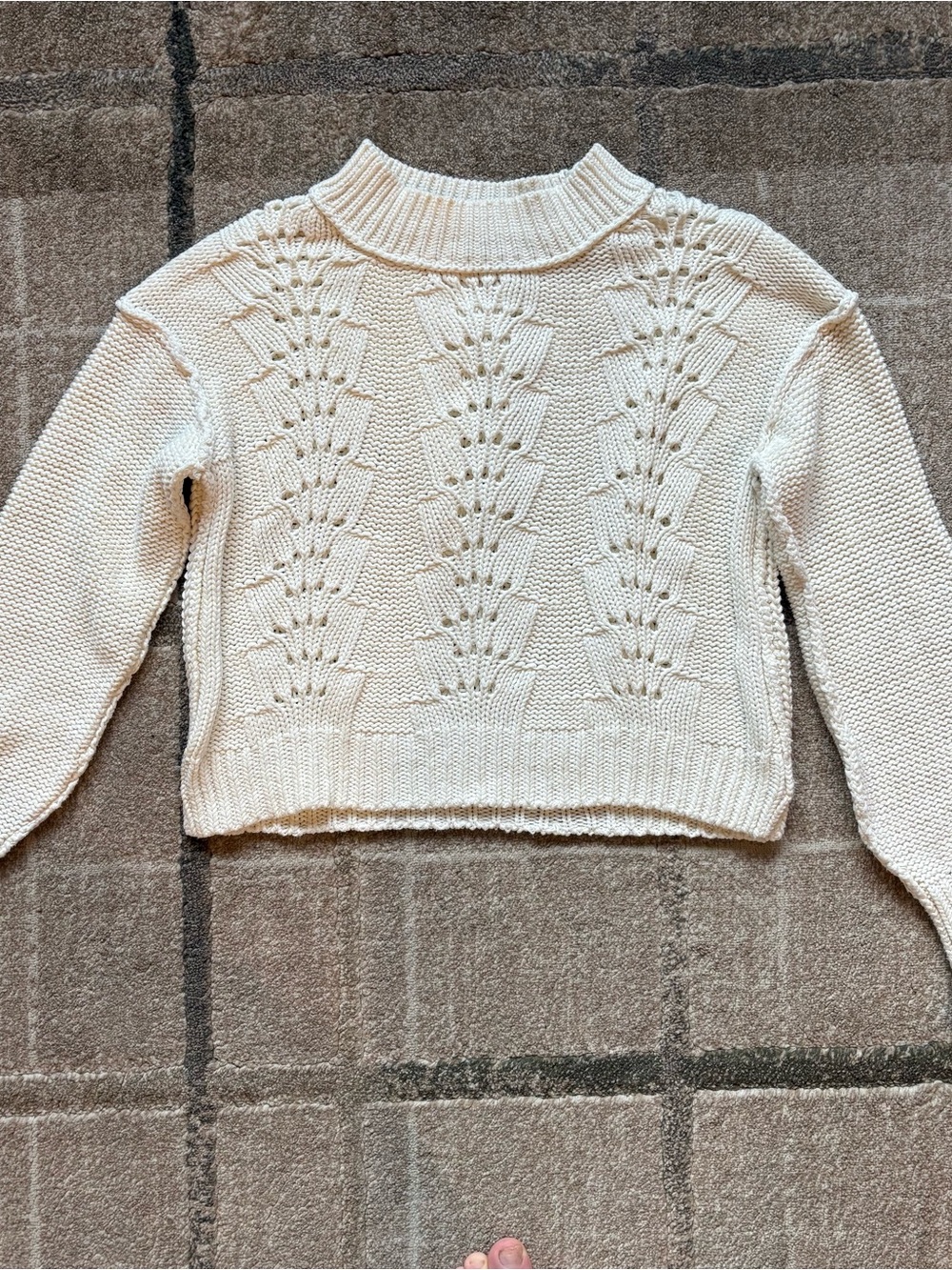 Free People Bell Song Pullover cream cotton-blend cropped sweater size XS